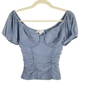 Stitch & Pine Size XS Short Sleeve Corset Style Tee Light Blue Renaissance Fairy